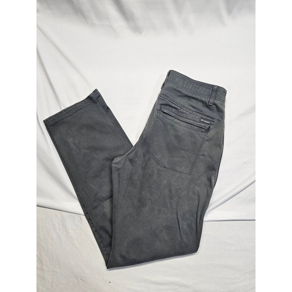 Columbia Mens Outdoor Canvas Pants Dark Gray Straight Leg 34x32 Zipper Pocket